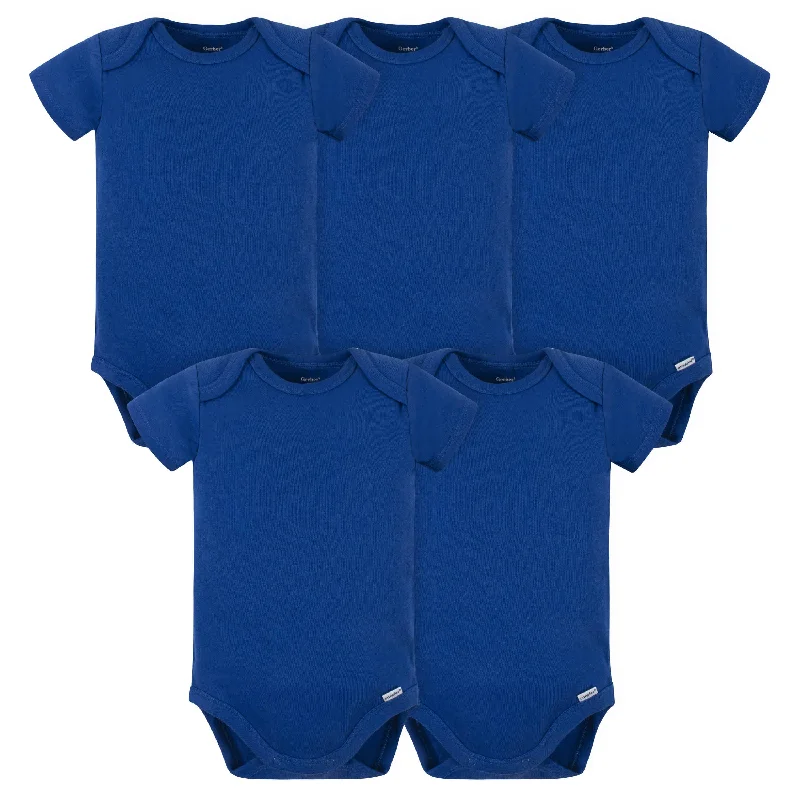 5-Pack Baby Royal Blue Premium Short Sleeve Onesies® Bodysuits