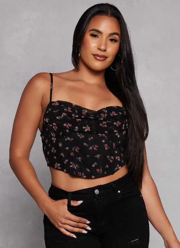 Iris Dainty Floral Mesh Bustier Top