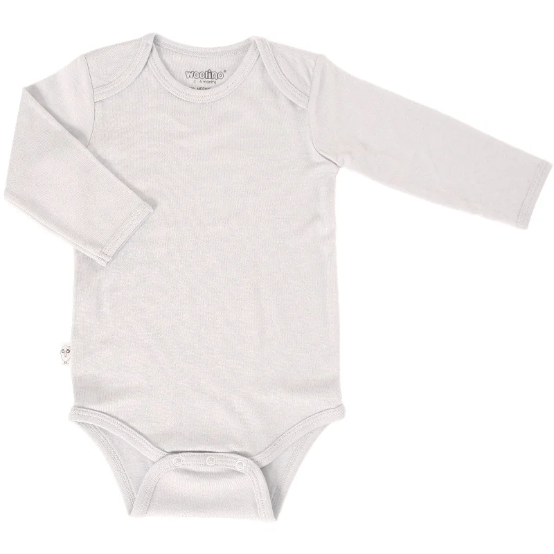 Baby Bodysuit, Long Sleeve, Merino Wool, Oat