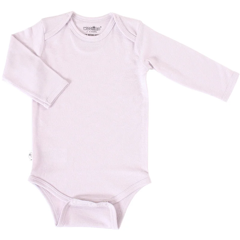 Baby Bodysuit, Long Sleeve, Merino Wool, Lilac