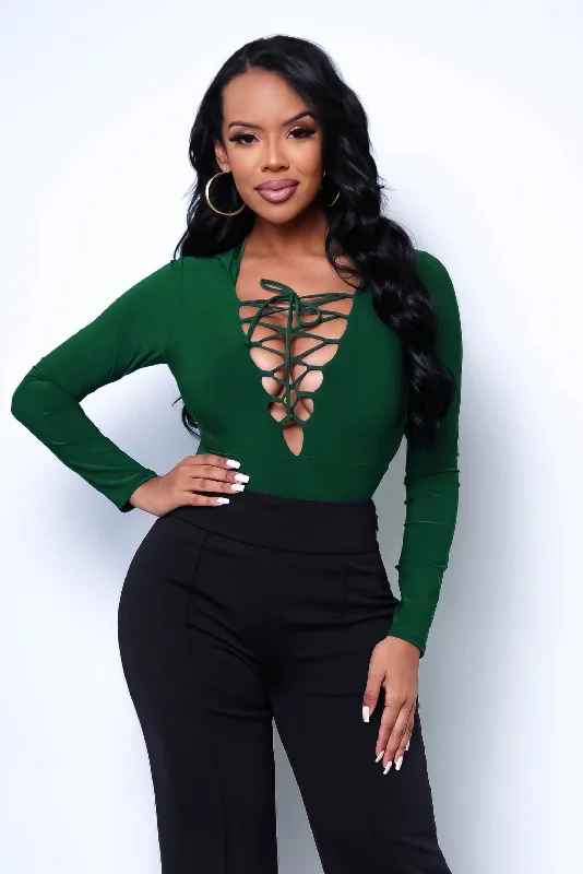 Hooded Heroine Bodysuit - Dark Green