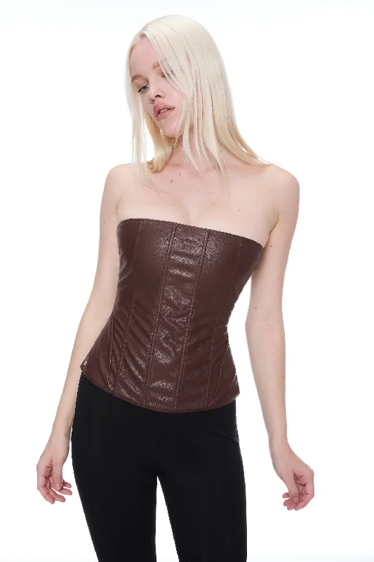 LIBRA CORSET - BROWN VEGAN LEATHER