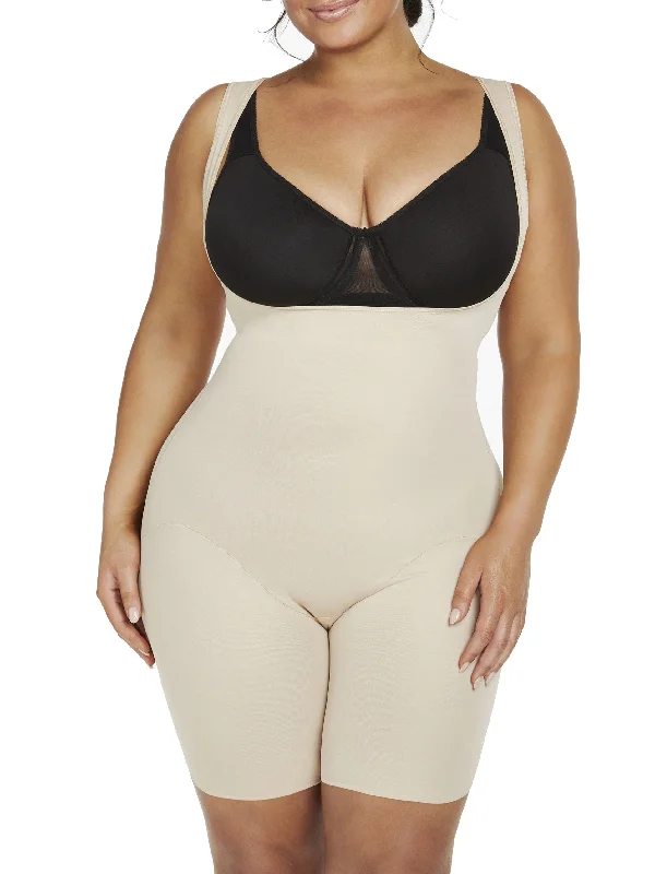 Plus Unbelievable Comfort® Open-Bust Thigh Slimmer Bodysuit