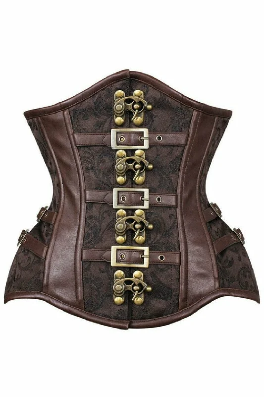 Top Drawer Brown Brocade Steampunk Steel Boned Underbust Corset