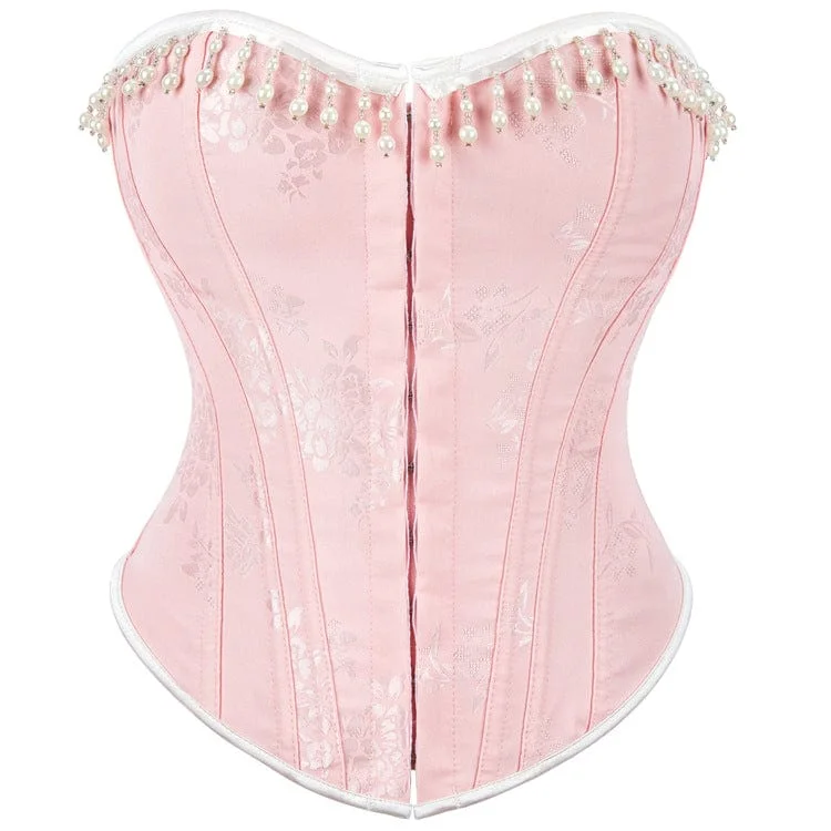 Women's Gothic Beaded Lace-up Overbust Corset