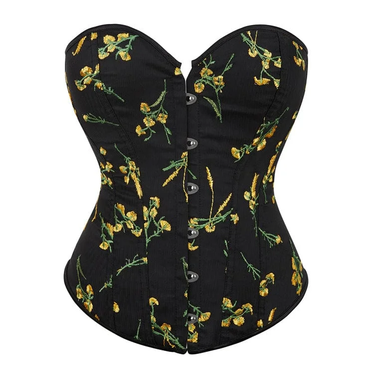 Women's Gothic Floral Embroidered Overbust Corset