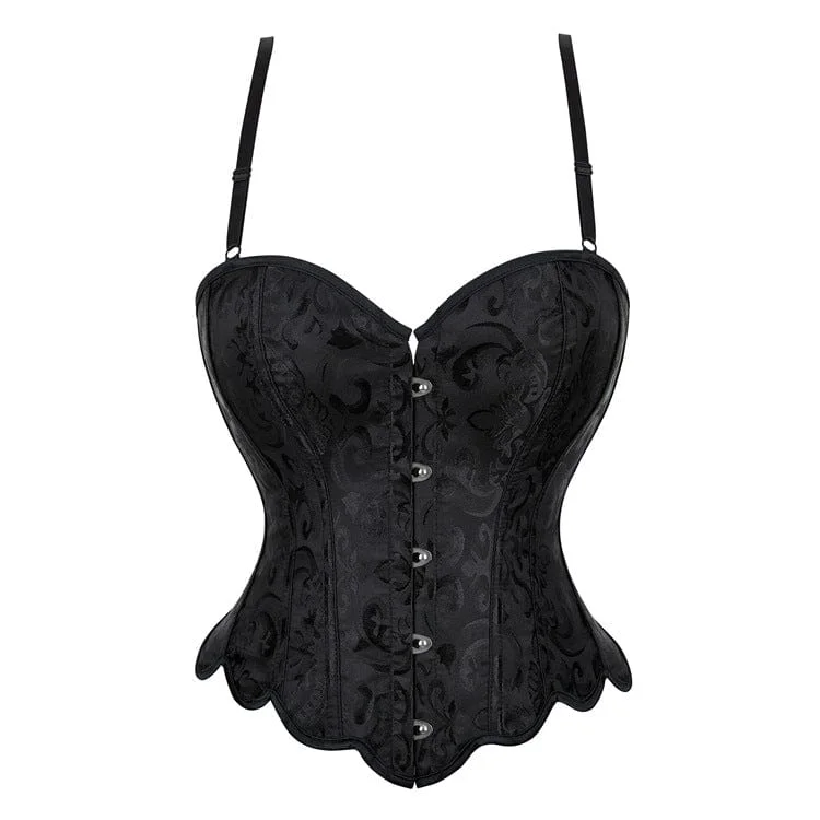 Women's Gothic Lace-up Branded Waved Hem Overbust Corsets