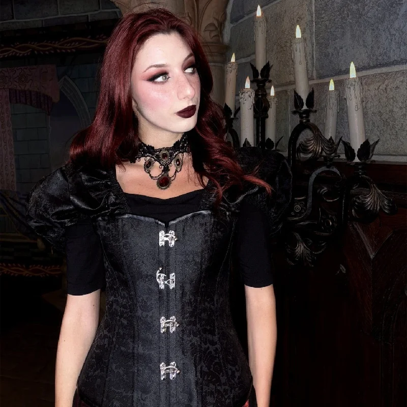 Women's Gothic Puff Sleeved Lace-up Boned Overbust Corset