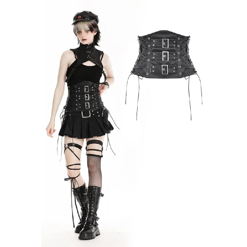 Women's Punk Lace-up Faux Leather Underbust Corset