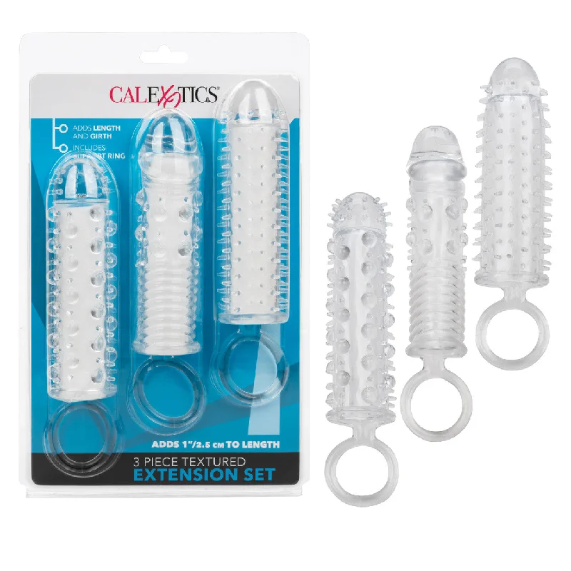 CaleXOtics 3 PIECE TEXTURED EXTENSION SET Clear Penis Extenders