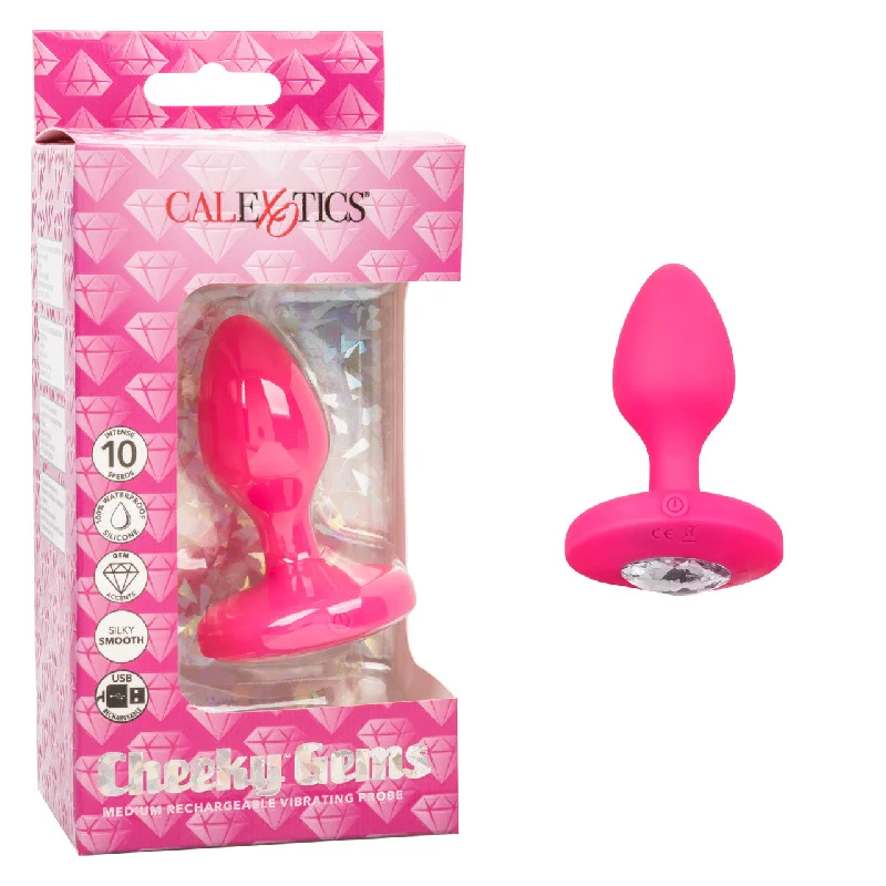 Calexotics CHEEKY GEMS Medium Rechargeable Vibrating Butt Plug Pink