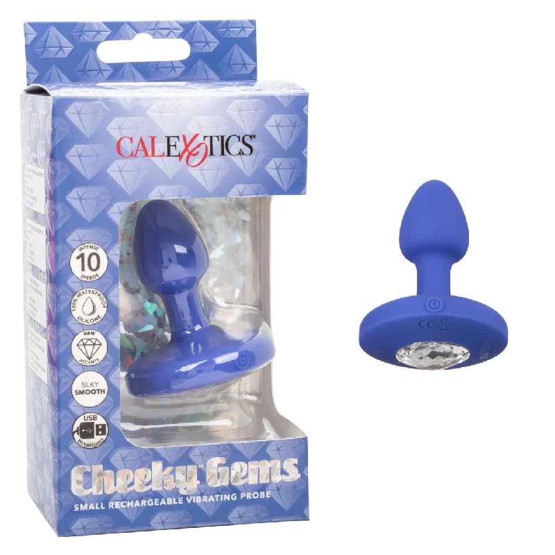 Calexotics CHEEKY GEMS Small Rechargeable Vibrating Butt Plug Blue