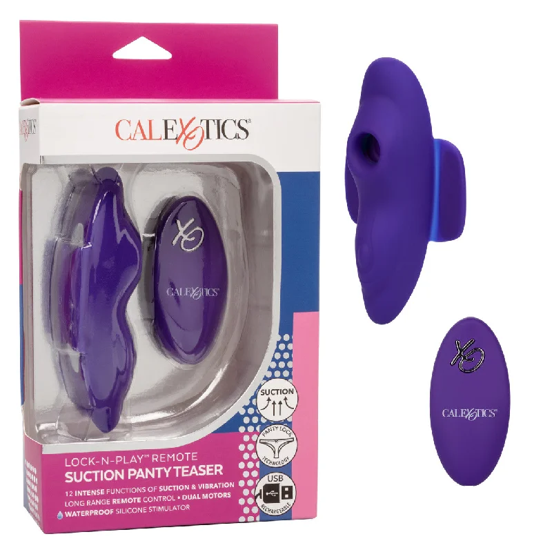 CalExotics Lock N Play SUCTION PANTY TEASER Silicone Vibrator with Remote Control Purple