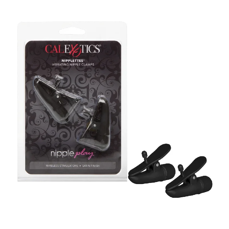 CaleXOtics NIPPLE PLAY NIPPLETTES Wireless Vibrating Nipple Clamps Black