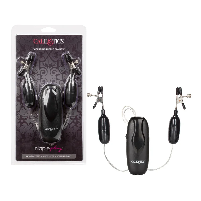 CaleXOtics Nipple Play VIBRATING NIPPLE CLAMPS with Remote Control Black