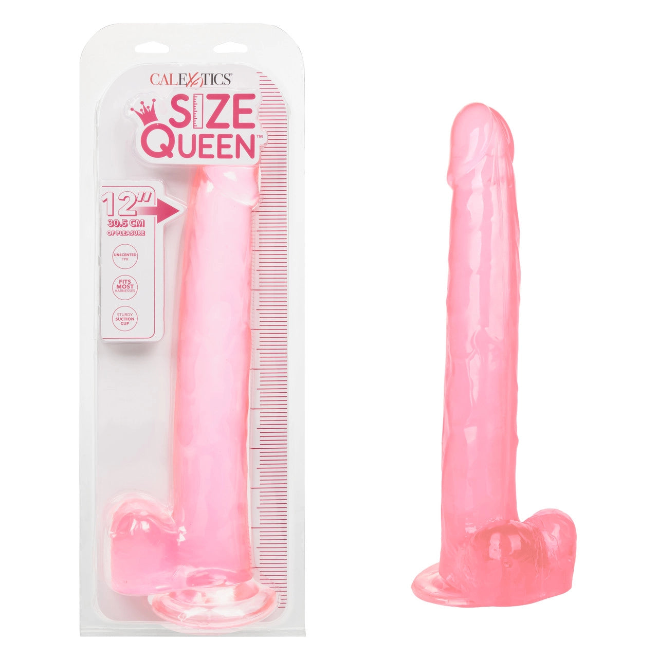 Calexotics SIZE QUEEN Flexible Dildo with Suction Cup 12 inch Pink