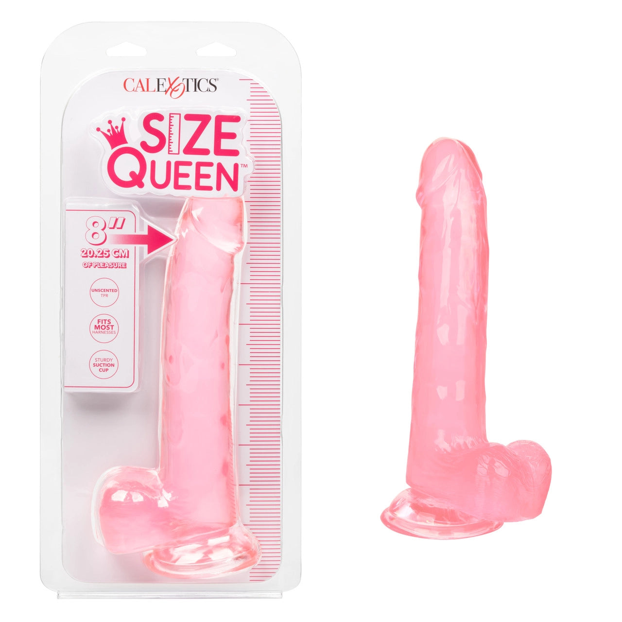 Calexotics SIZE QUEEN Flexible Dildo with Suction Cup 8 inch Pink