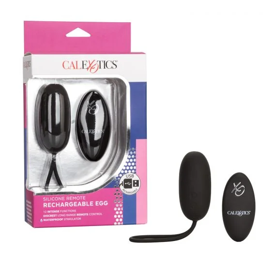 CalExotics USB Rechargeable 12 Function Silicone Wearable Love Egg Vibrator with Wireless Remote Control 3 inch Black