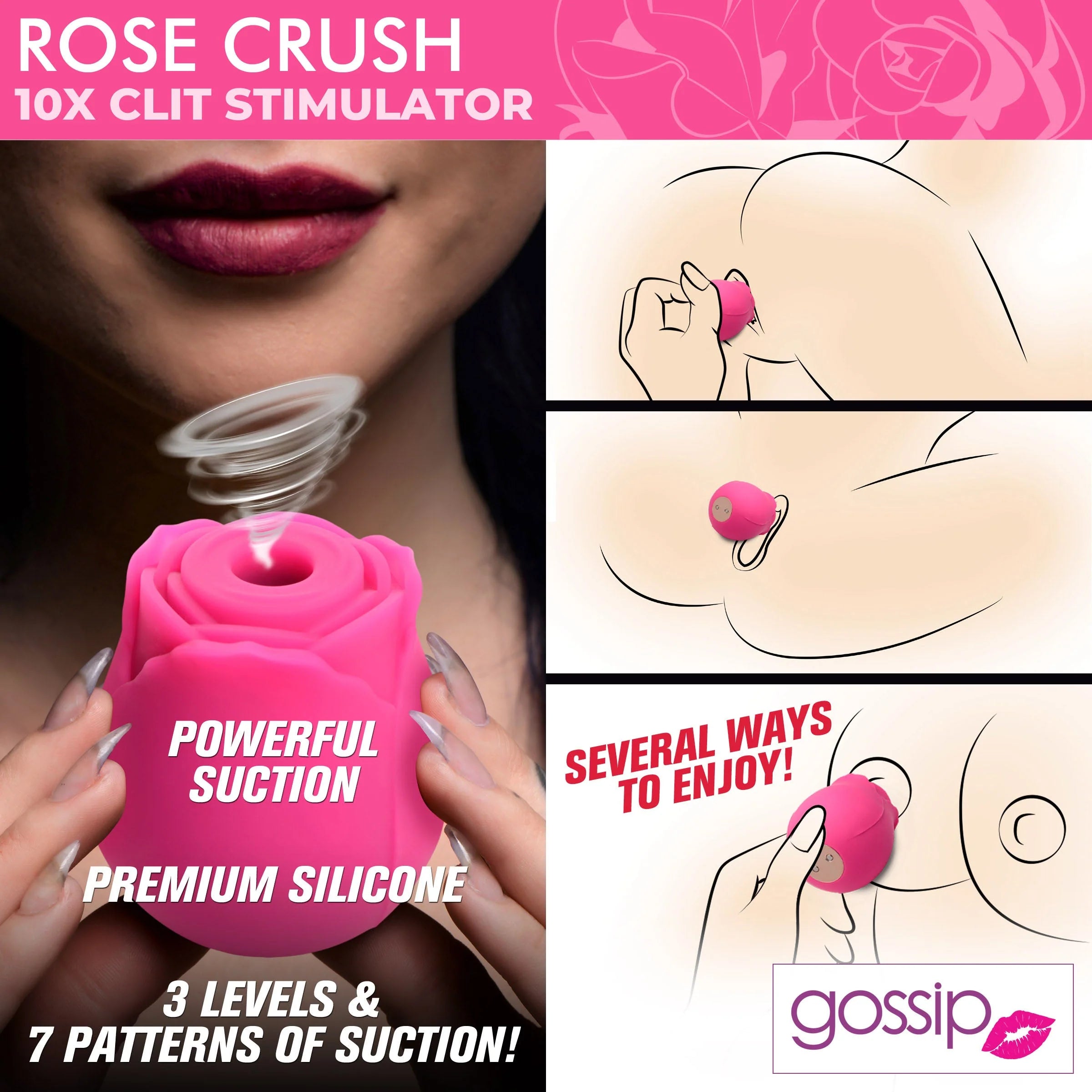 Gossip CUM INTO BLOOM Clitoral Suction Stimulator Rose Crush Rose Flower Vibrator