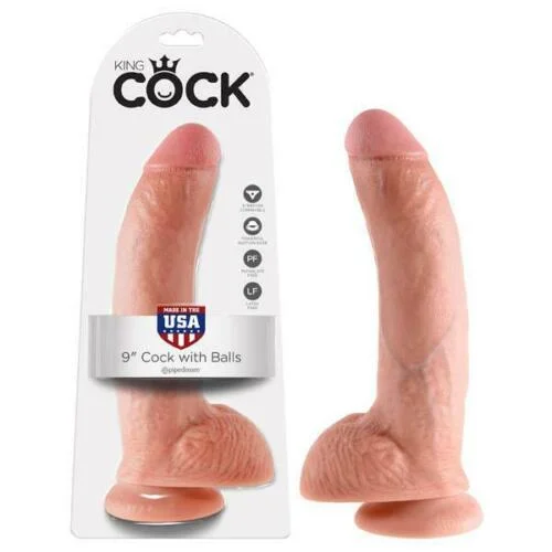 Pipedream King Cock Realistic Dildo with Balls and Suction Cup Mount Base 9 inch Flesh