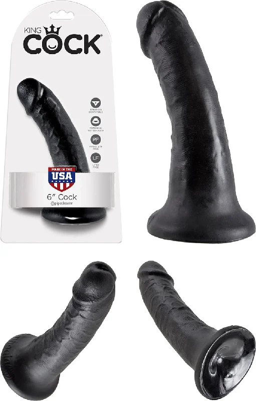 Pipedream King Cock Tapered Realistic Dildo with Suction Cup Mount Base 6 inch Black