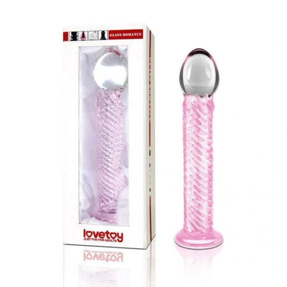 Lovetoy GLASS ROMANCE 7.5 inch Curved G-spot Dildo Baby Pink