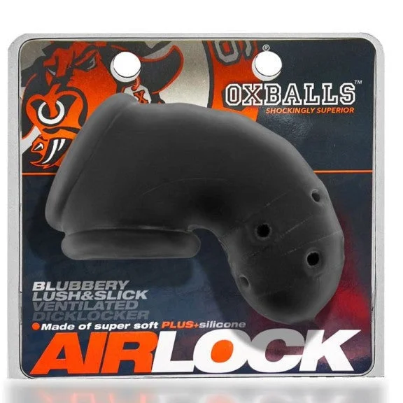 Oxballs AIRLOCK BLUBBERY LUSH AND SLICK VENTILATED DICKLOCKER Silicone Chastity Cage Black Ice