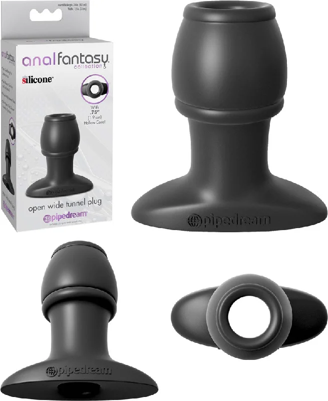 Pipedream Anal Fantasy Collection Open Wide Hollow Tunnel Butt Plug 2.4 inch Black