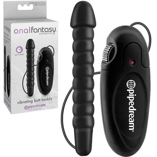 Pipedream Anal Fantasy Collection Vibrating Butt Buddy Silicone Anal Dildo 5 inch Black