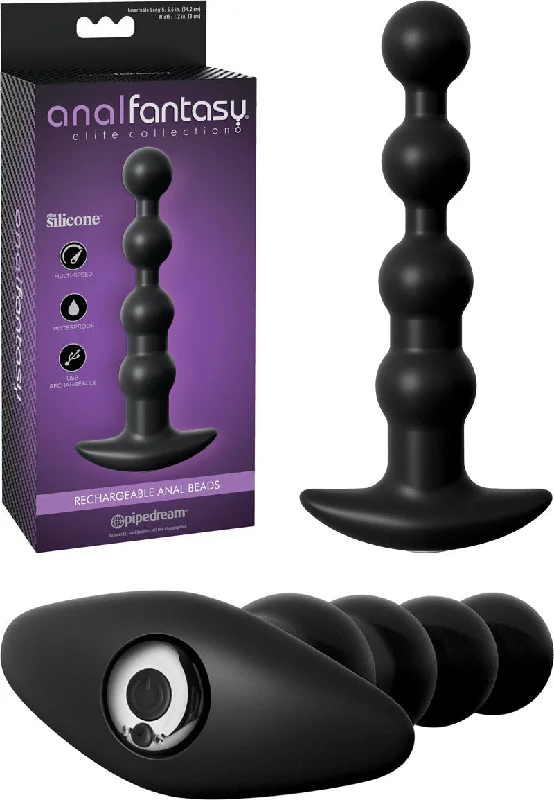 Pipedream Anal Fantasy Elite Collection Rechargeable Silicone Anal Beads 6.7 inch Black