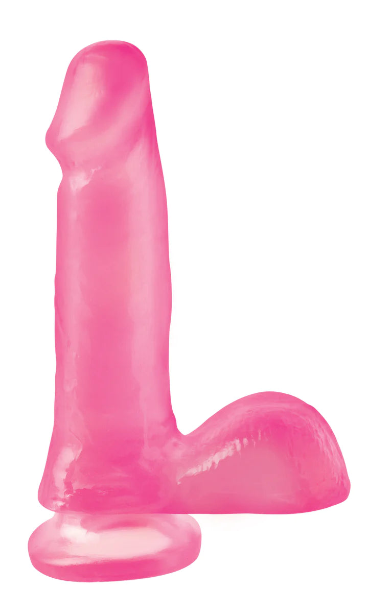 Pipedream Basix Rubber Works 6 inch Realistic Dildo with Balls and Suction Cup Mount Base Pink