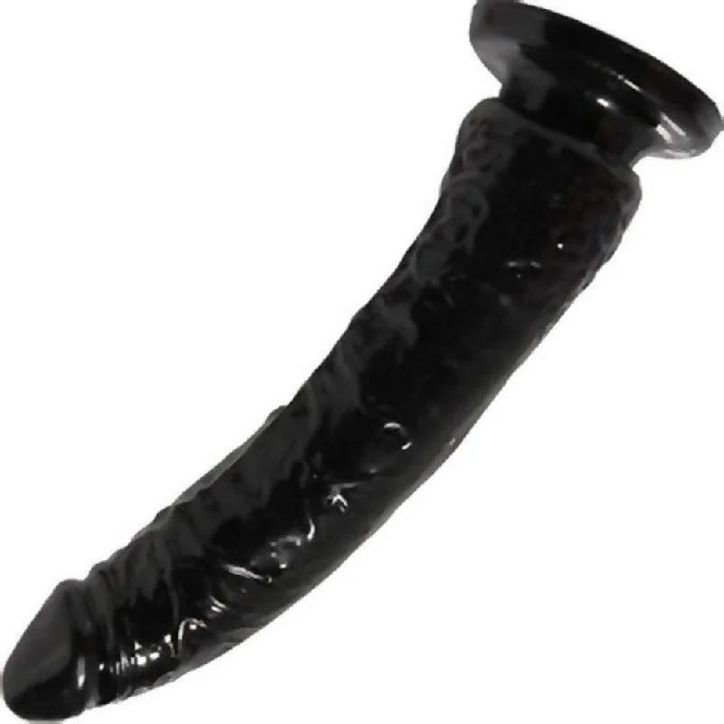 Pipedream Basix Rubber Works 7 inch Slim Tapered Realistic Dildo with Suction Cup Mount Base Black