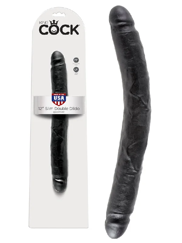 Pipedream King Cock Slim Realistic Double Dildo 12 inch Black