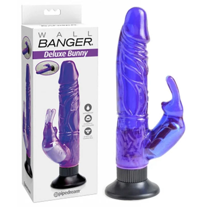 Pipedream Wall Bangers Deluxe Waterproof Bunny Rabbit Vibrator with Suction Cup Purple