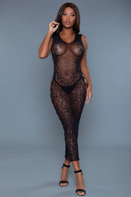 Queen Fallen For You Fishnet Maxi Dress