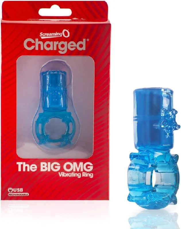 Screaming O The BIG OMG Rechargeable Vibrating Ring Blue Cock Ring