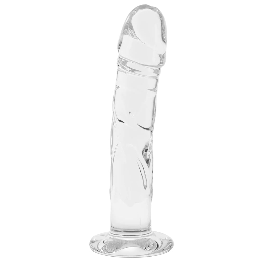 Spartacus Blown Glass Realistic Dildo 7 inch Medium Clear