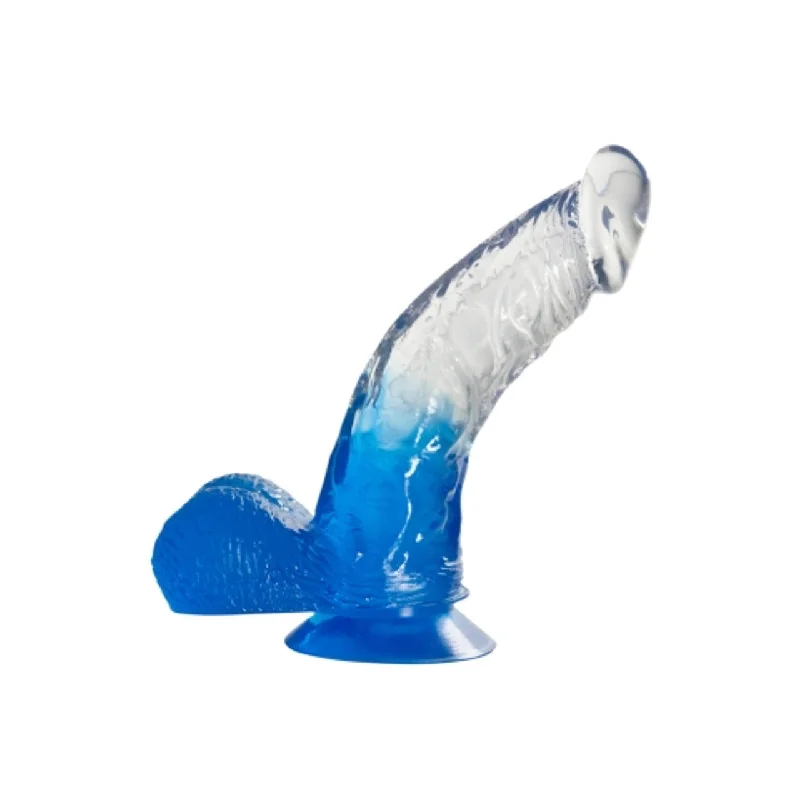 TWO TONE 6 inch DONG Clear Blue Dildo with Balls