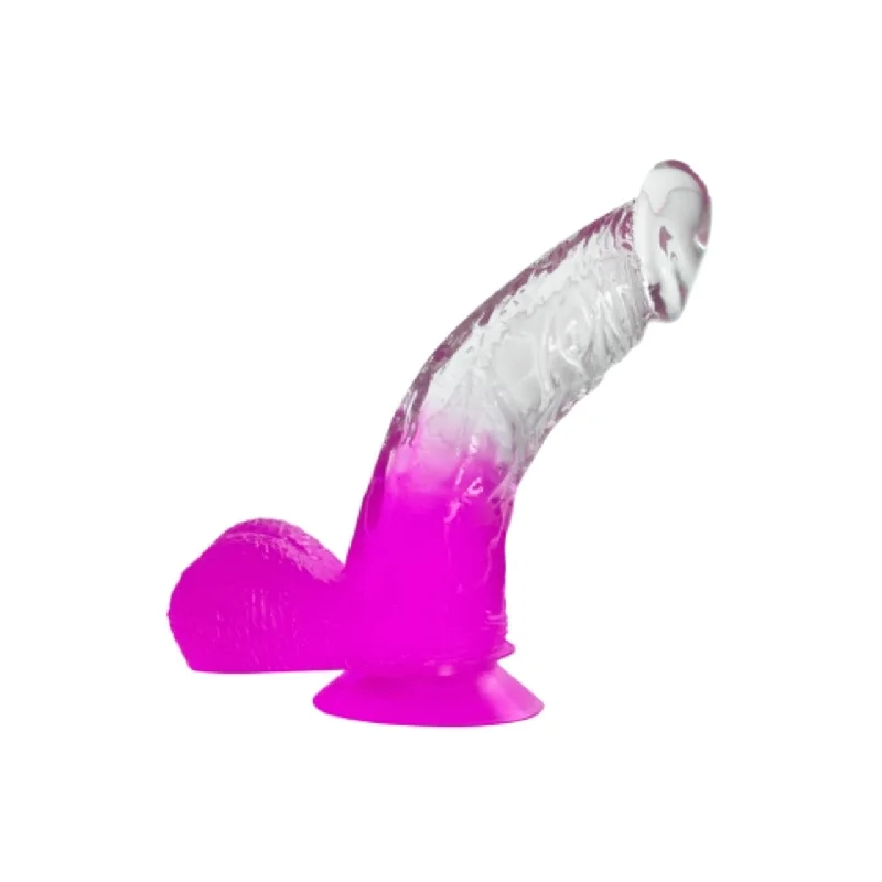 TWO TONE 6 inch DONG Clear Purple Dildo with Balls