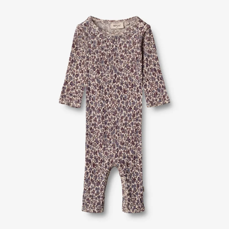 Wool Jumpsuit Gatherings | Baby - purple flowers